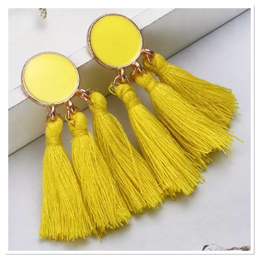 Yellow Tassel Earrings
